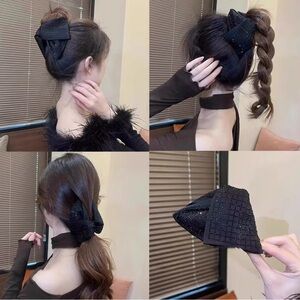 Black Sparkle Bow Hair Accessory